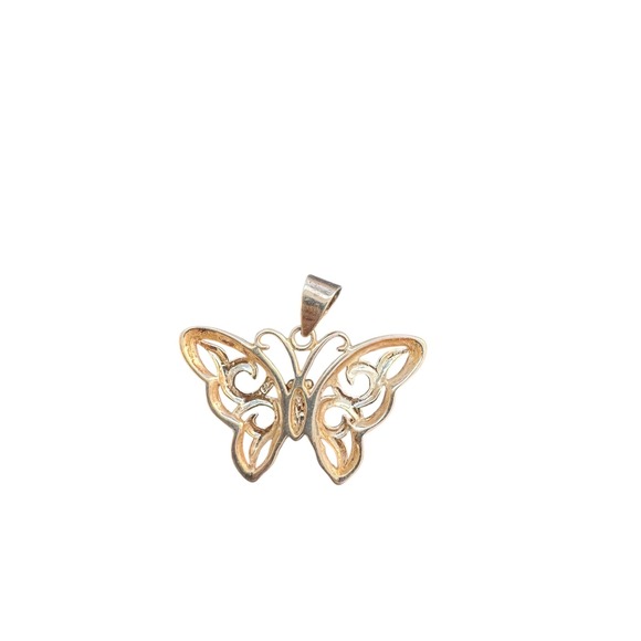 Silver 925 Stamped Butterfly Pendant Charm Insect Jewelry - Picture 3 of 6